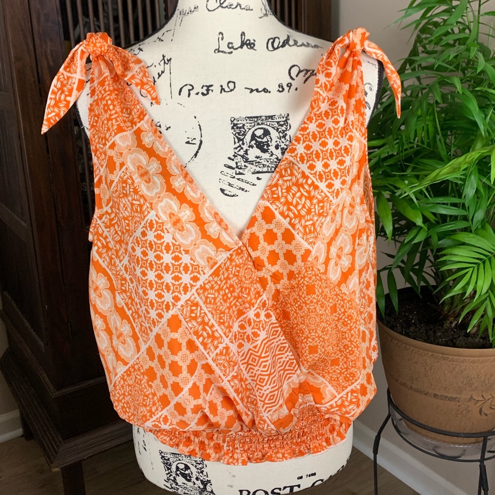 Rose & Olive Orange Floral Tank Top